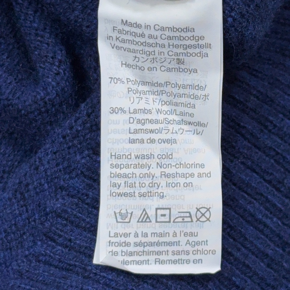 J.Crew Sweater Mens Large Heathered Blue Henley Lambswool Blend Raglan Pullover - Picture 8 of 10